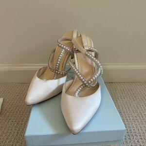 Bella Belle Silk Heels with Pearl Accents